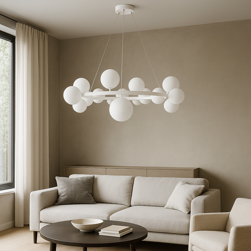 Підвісна люстра біла D-95 cm G9*18 White Bubbles 251118-100006499