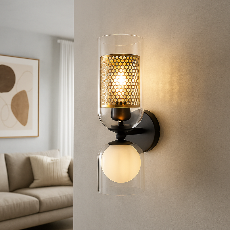 Настінний світильник H-36 cm G9 E27 Black+Gold+White Edie 251118-100006502