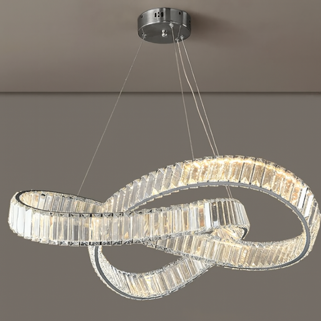 Підвісний світильник D-60 cm Led 64W 3000K 4000K 6000K Chrome Diamond Crystal 251222-100006810