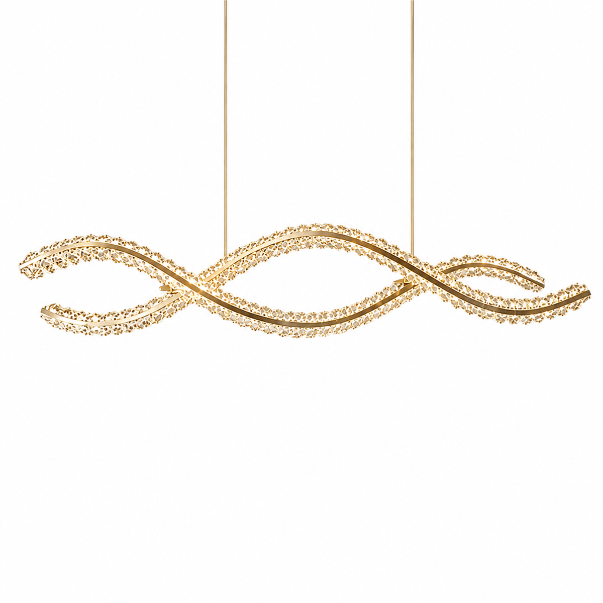 Люстра золота хвиляста L-145 cm Led 136W Gold Wave Crystal 260817-100008530