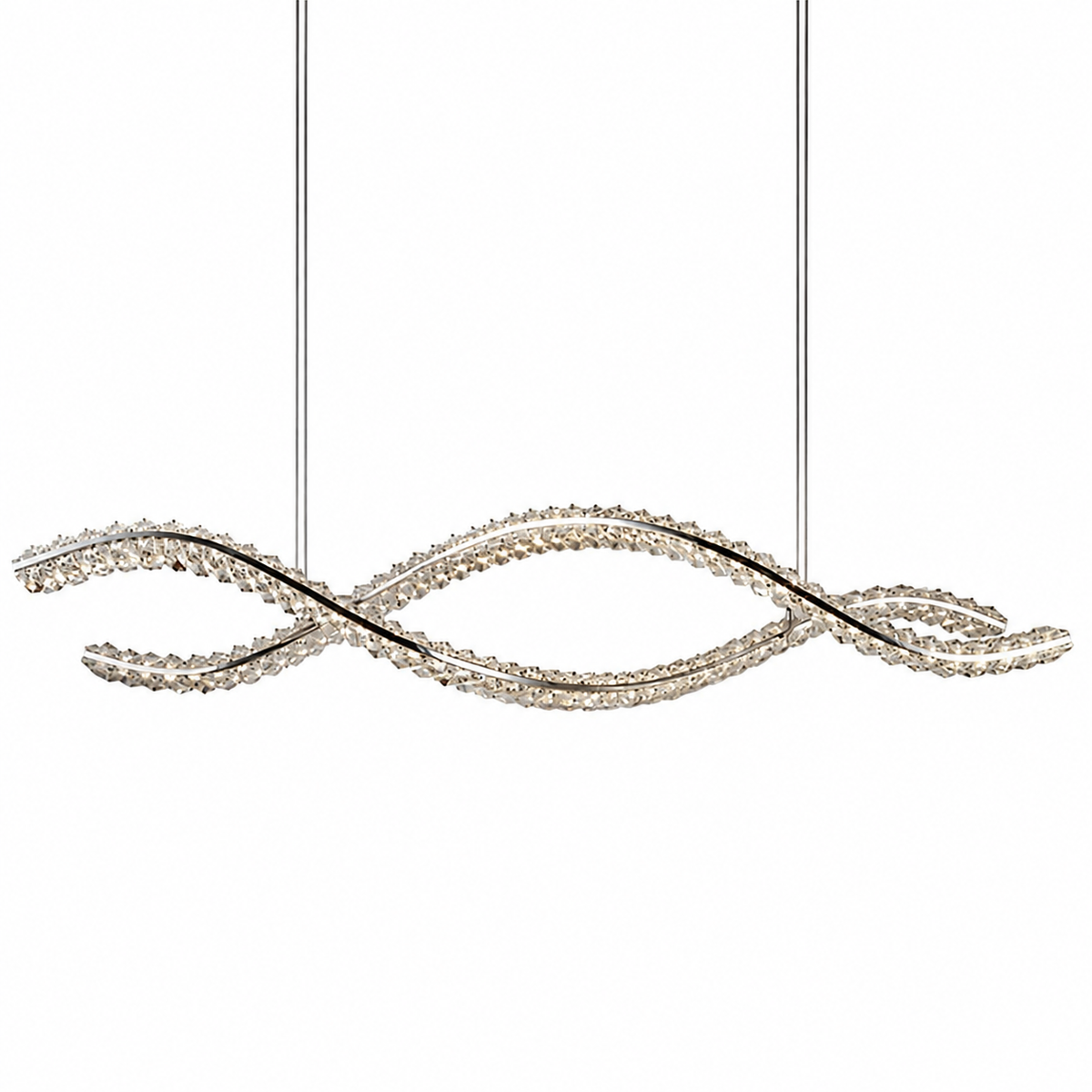 Люстра срібна хвиляста L-145 cm Led 136W Chrome Wave Crystal 260817-100008531