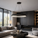 Підвісна люстра чорна D-60 cm Led 50W 3000K-6500K Black Gofre 260248-100007394