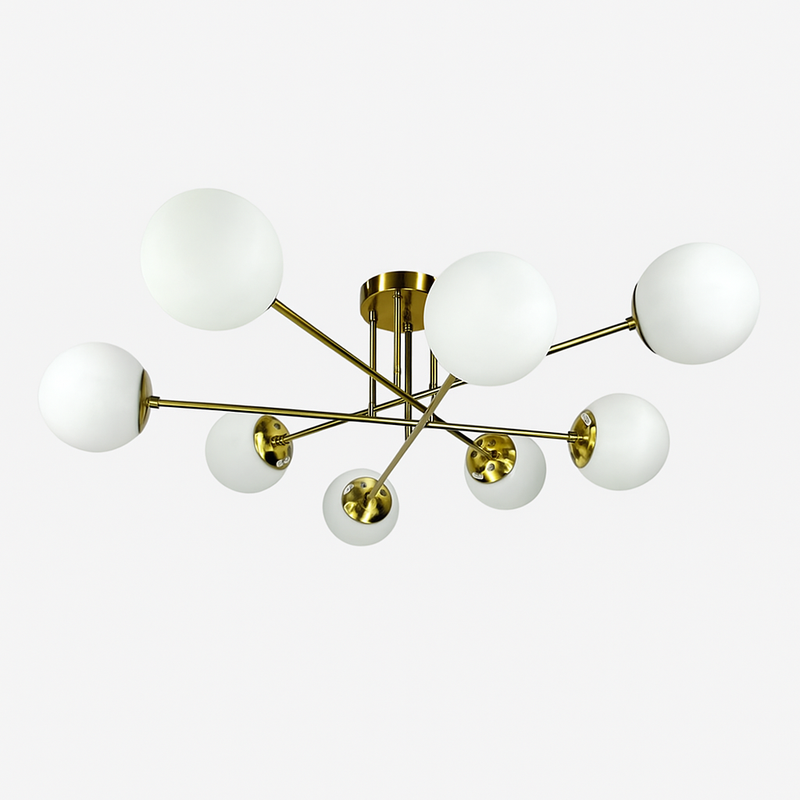 Люстра золота з білими плафонами L-73 cm H-25 cm E27*8 Gold Wendy 251118-100006511