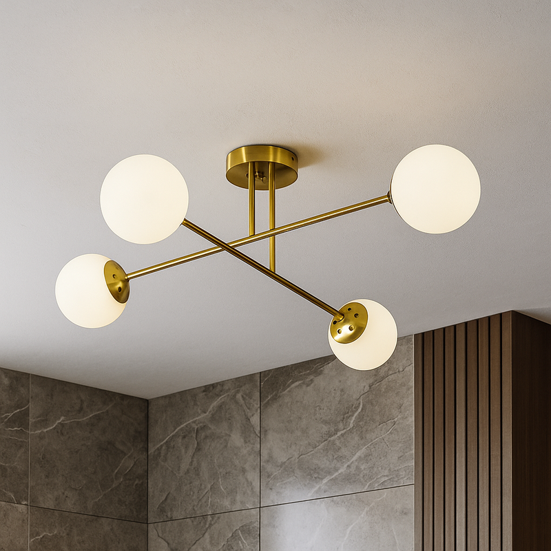 Люстра золота з білими плафонами L-73 cm H-25 cm E27*4 Gold Wendy 251118-100006508