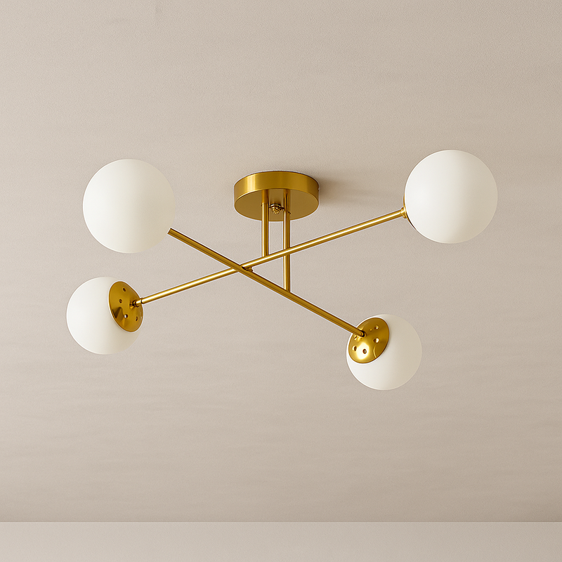 Люстра золота з білими плафонами L-73 cm H-25 cm E27*4 Gold Wendy 251118-100006508