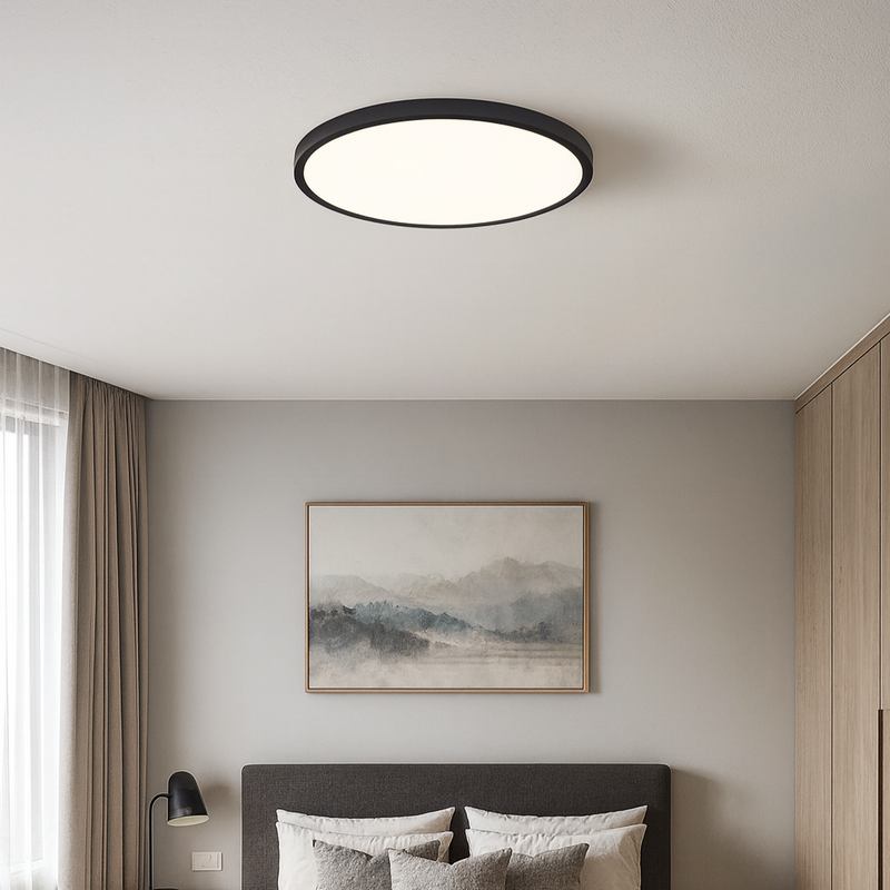 Стельова люстра чорна кругла світлодіодна D-60 cm H-3 cm Led 48W Black Circle 250940-100002088