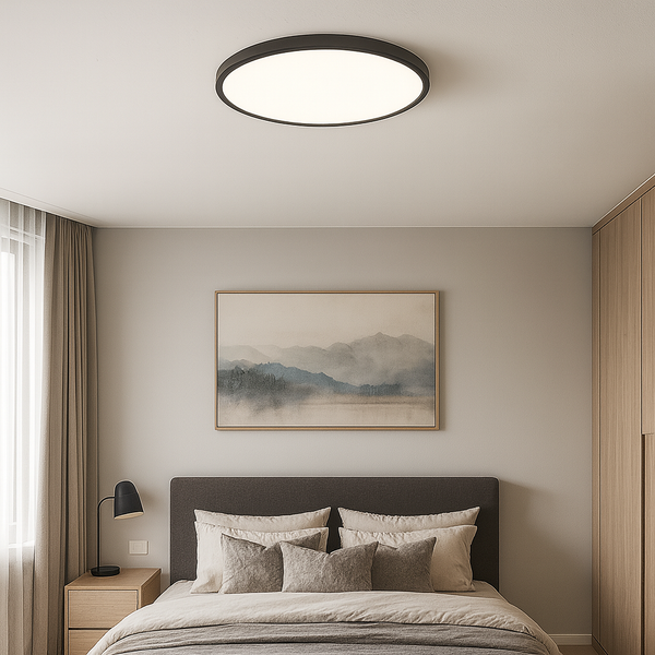Стельова люстра чорна кругла світлодіодна D-60 cm H-3 cm Led 48W Black Circle 250940-100002088