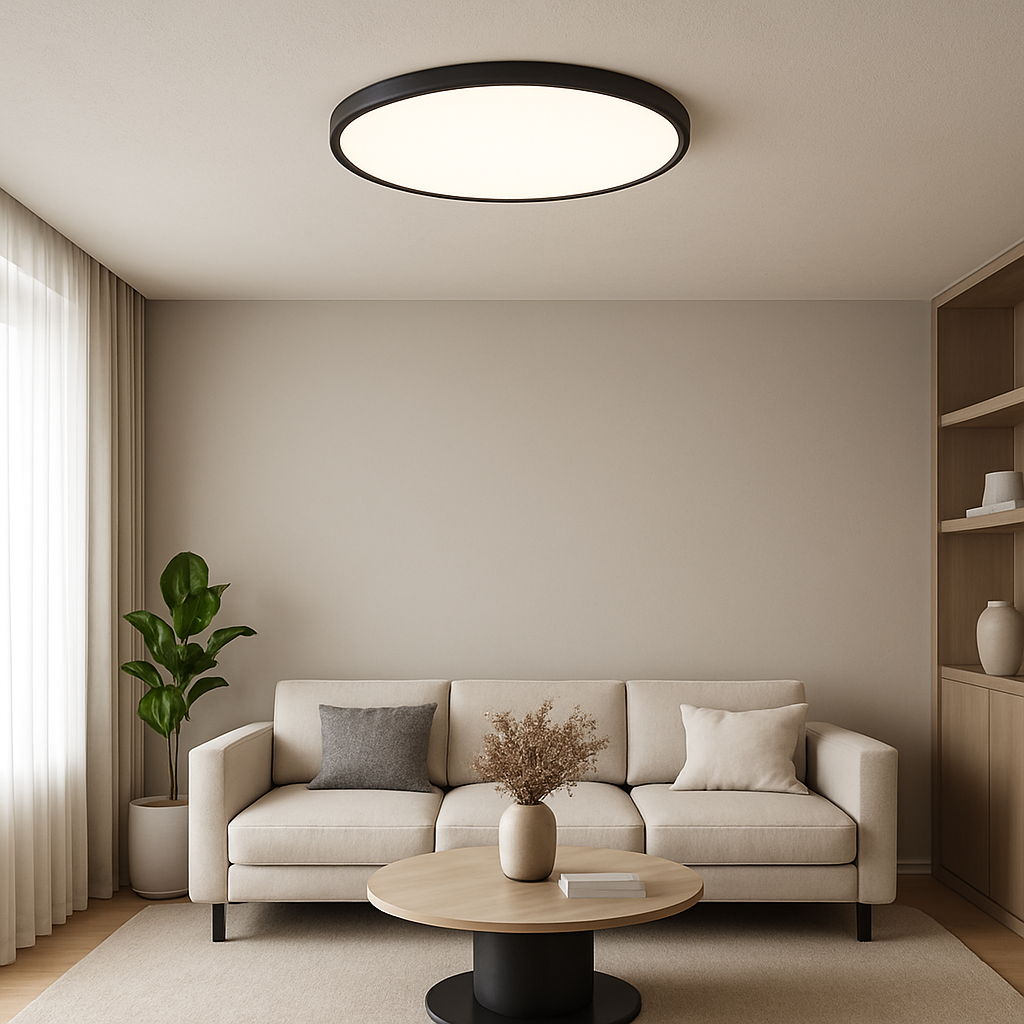 Стельова люстра чорна кругла світлодіодна D-60 cm H-3 cm Led 48W Black Circle 250940-100002088