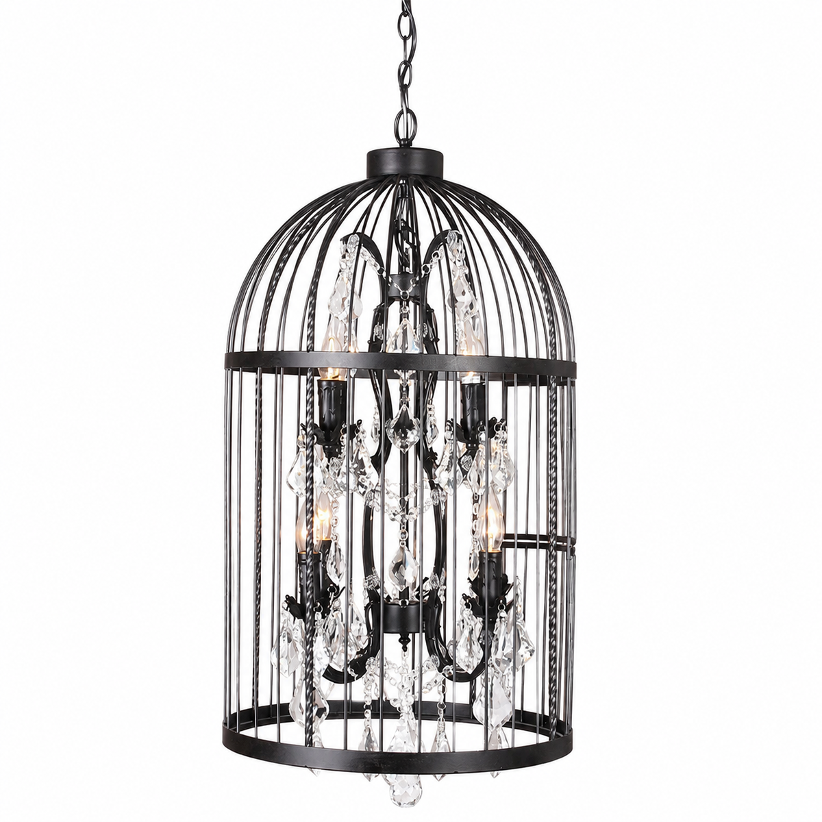 Підвісна люстра D-35 cm / D-45 cm E14 Black Cage light 240818-100003528