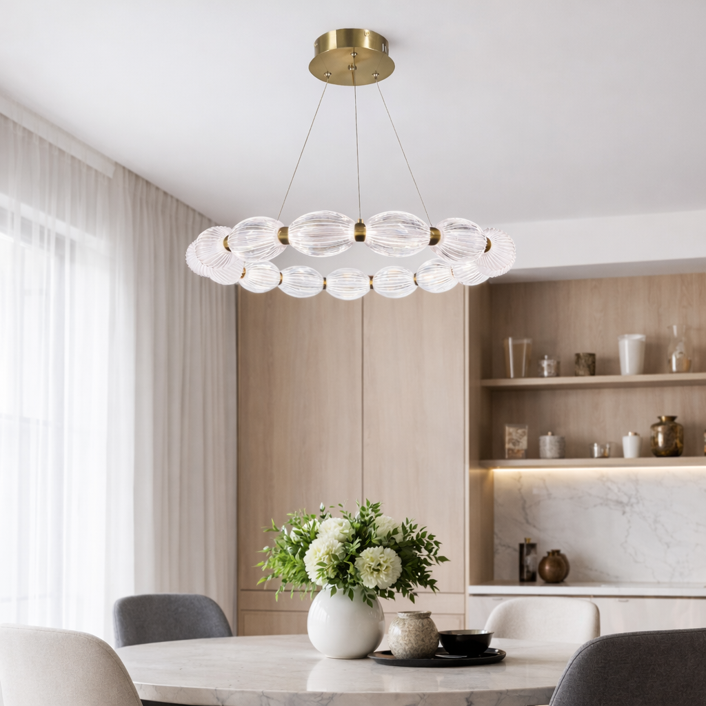 Підвісні люстри з прозорими перлинами D-58 cm  / D-68 cm / D-78 cm Led White Pearls 260118-100007025