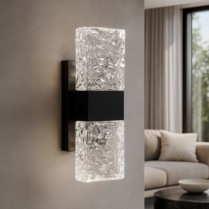 Настінний світильник чорний H-30 cm Led 8W Black Wavy Glass 251188-100006523