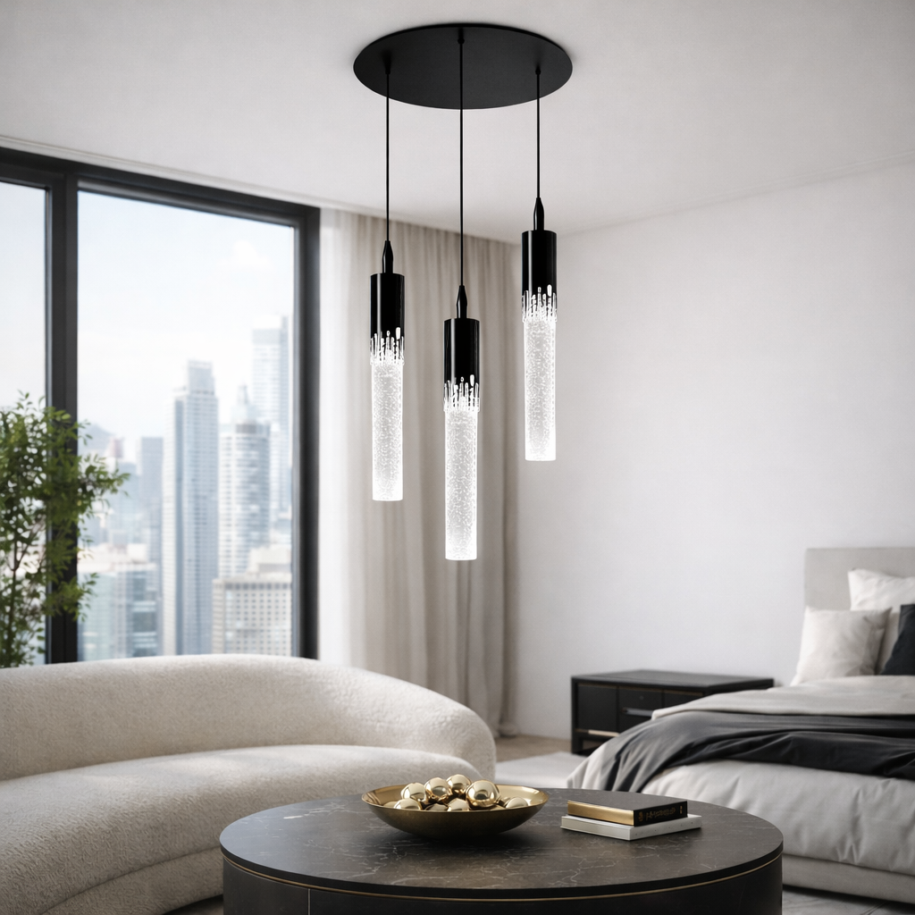 Люстра чорна Led 15W 3000К-6000К Black Bubble Slim 260319-100007619