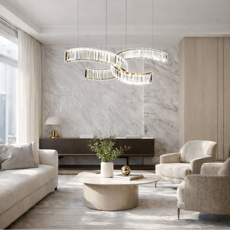Люстра підвісна Led Gold Crystal 250535-100005005