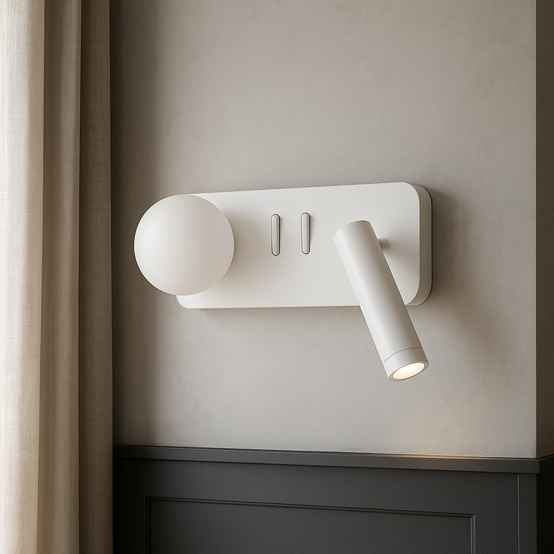 Настінний світильник білий зі спотом правий L-27 cm Led 4.9W White Tube Bollo 250818-100005763