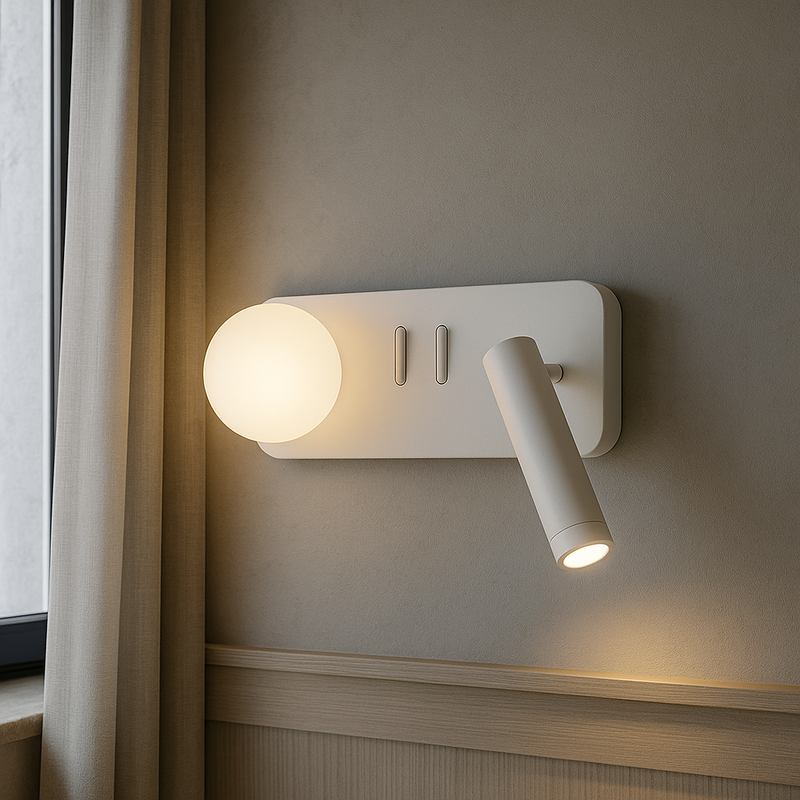 Настінний світильник білий зі спотом правий L-27 cm Led 4.9W White Tube Bollo 250818-100005763