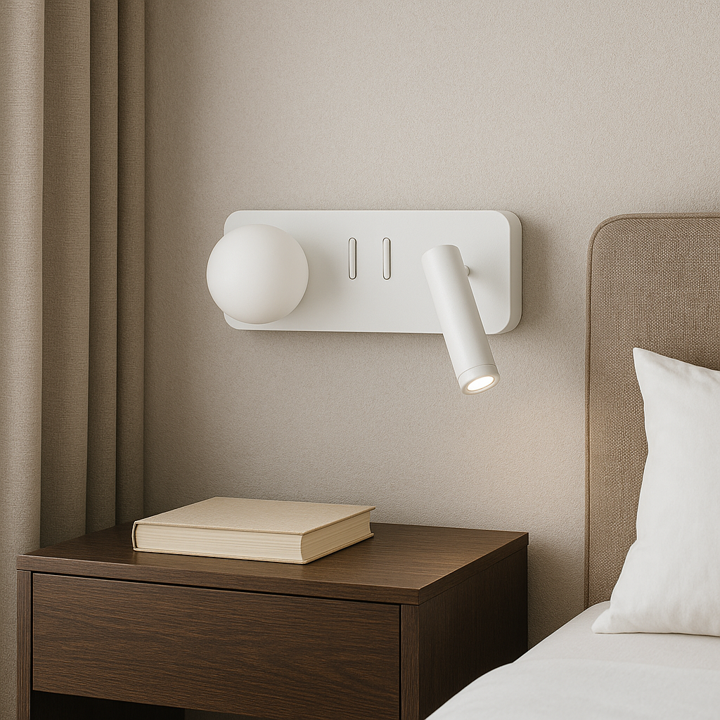 Настінний світильник білий зі спотом правий L-20 cm Led 4.9W White Tube Bollo 250818-100005763