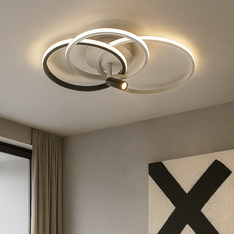 Стельова світлодіодна чорно-біла кільцева люстра з пультом L-51 cm Led 70W Black+White Circle 250875-100005745