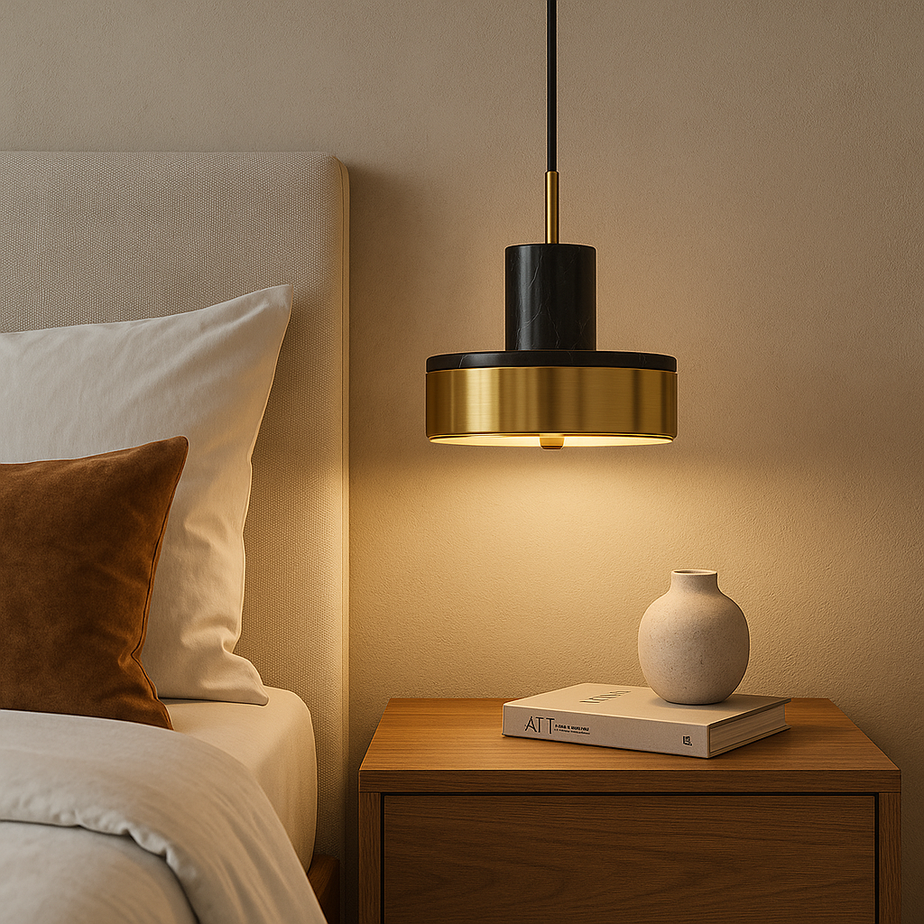 Підвісний світильник D-20 cm Led 18W 4000K Black+Gold Marble with gold 251117-100006528
