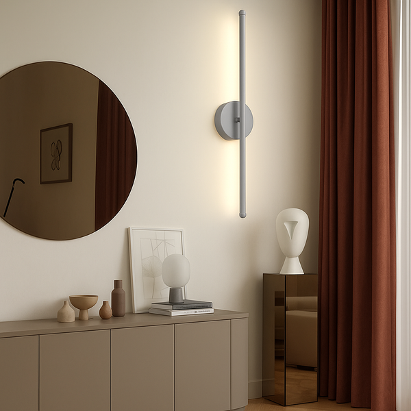 Настінні світильники сірі лінійні L 60 cm/ 80 cm/ 100 cm Led 16W / 20W / 26W З режими Pipe Line oval Silver 251131-100006531