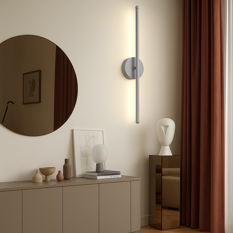 Настінні світильники сірі лінійні L 60 cm/ 80 cm/ 100 cm Led 16W / 20W / 26W З режими Pipe Line oval Silver 251131-100006531