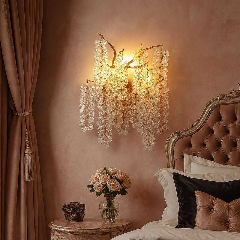 Настінний бра золотий з круглими матовими підвісами H-50 cm G9 Gold Tree 250818-100005747