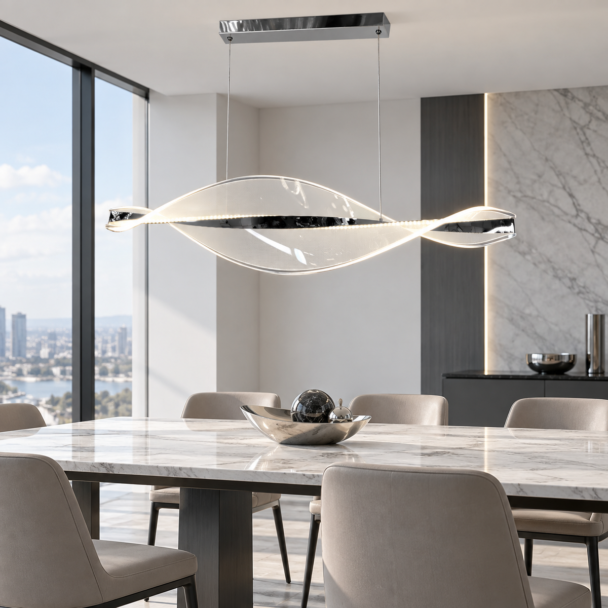 Підвісна люстра срібна L-100 cm Led 35W 4000K Chrome Jellyfish 251035-100006395