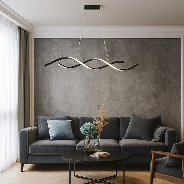 Підвісна люстра чорна світлодіодна хвиляста L-100 cm / L-120 cm Led Gemo Wave Black 230618-100002211