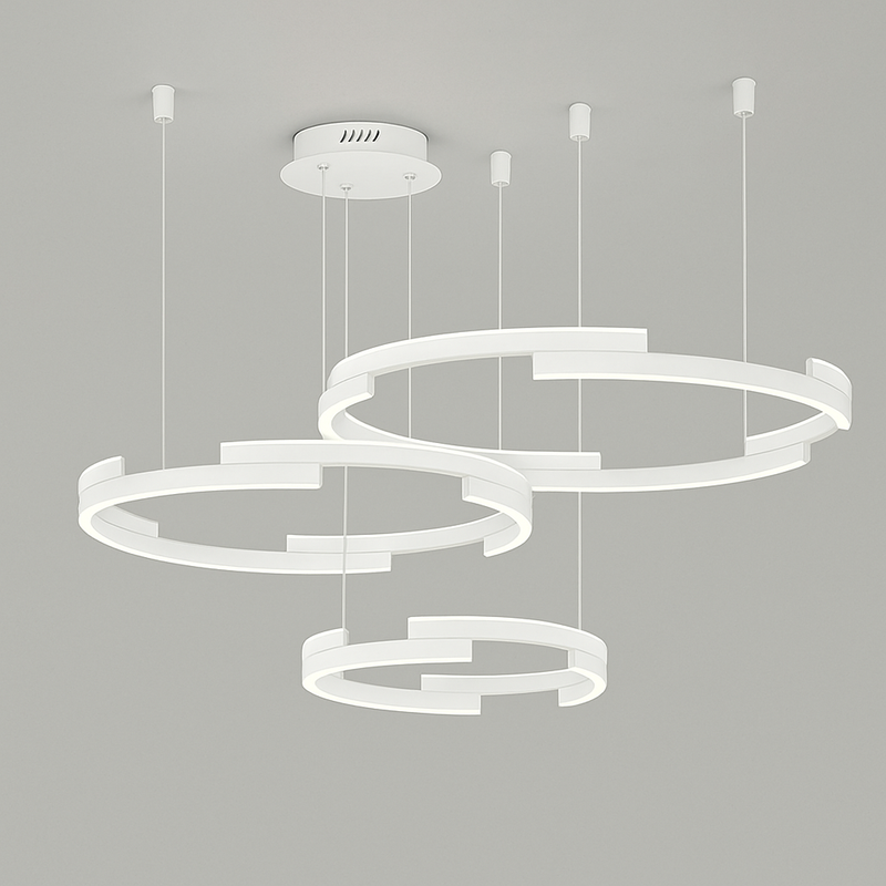 Підвісна люстра біла з пультом D-40+50+60 см Led 120W 3000K-6000K White Longi Circle new 250819-100005751