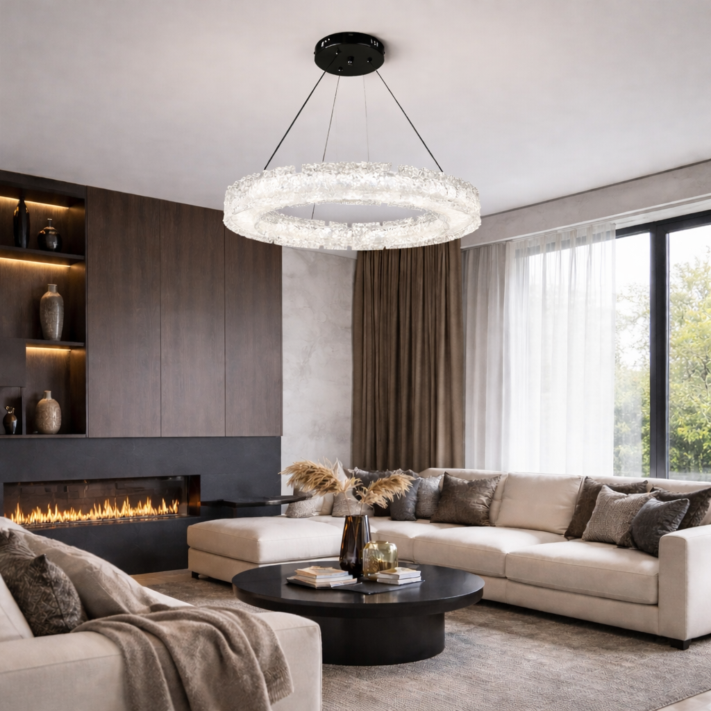 Підвісні люстри крижані D-60 cm / D-80 cm Led 3000K-6000K Clear+Black Ice 260118-100007057