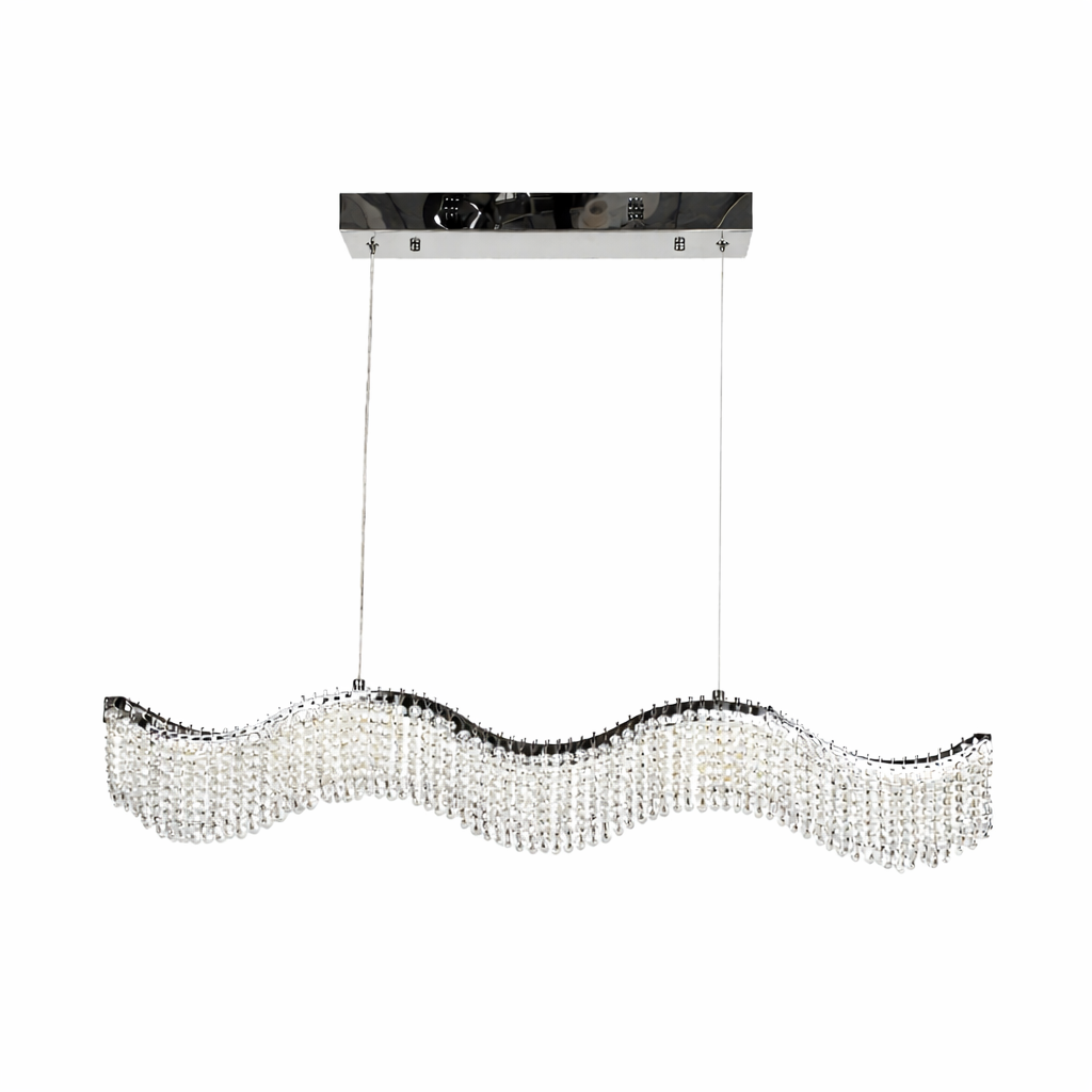 Підвісна люстра срібна L-80 cm Led 42W 3000K-6000K Chrome Crystal Wave 260118-100007064