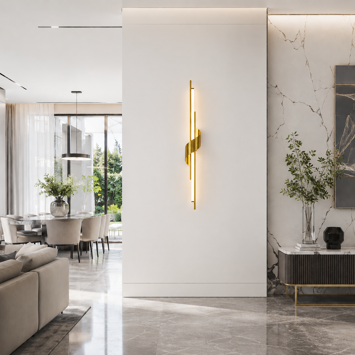 Настінні світильники золоті H-60 cm / D-80 cm Led Gold+White Curl 260319-100007693