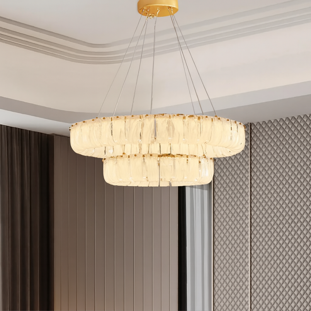 Підвісна люстра золота D-50 / D-60 cm / D-80 cm / D-50+80 cm Led Gold Frozzy 250819-100005757