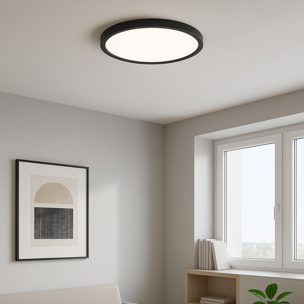 Стельовий світильник ультратонкий чорний світлодіодний D-30 cm H-3 cm IP54 Led 24W Black Circle 250940-100006035