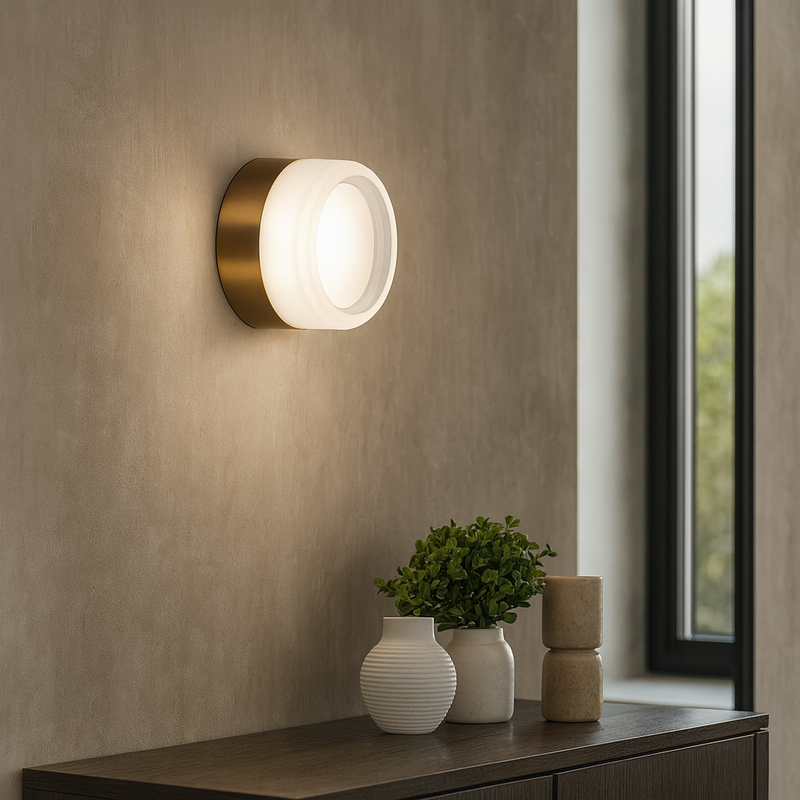 Настінний світильник IP54 D-14 cm Led 5W 4000K Gold+Clear 251036-100006258