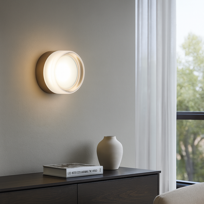 Настінний світильник IP54 D-14 cm Led 5W 4000K Gold+Clear 251036-100006258