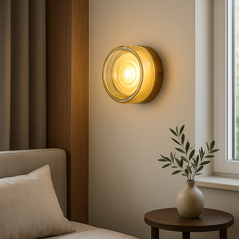 Настінний світильник IP54 D-14 cm Led 5W 4000K Gold+Clear 251036-100006259