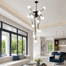 Люстра чорна з білими матовими плафонами H-150 cm W-70 cm G9*15 Octopus Black+White 260619-100008089