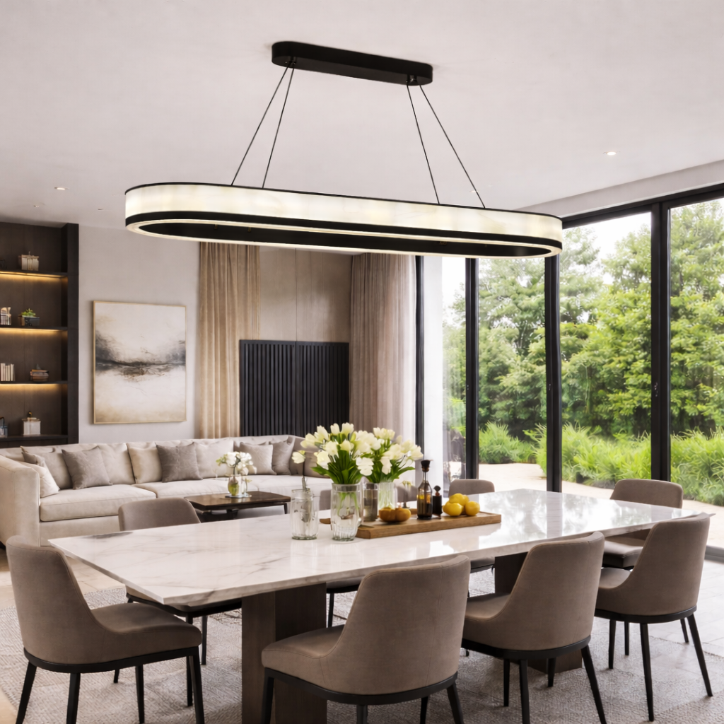 Підвісна люстра видовжена чорна L-100 cm Led 58W 3000K-6000K Black Nacre 260418-100007766