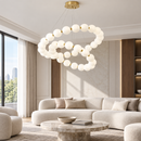 Підвісна люстра золота D-80+50 cm Led Gold+White Pearls 260918-100008825