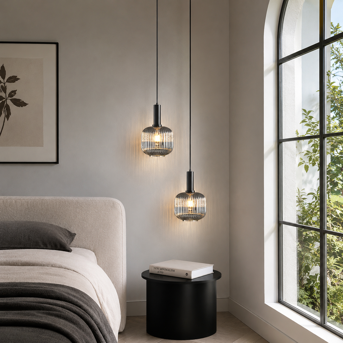 Підвісний світильник димчастий  D-20 cm H-30 cm E27 Smoke+Black Garden lamp 260758-100008379