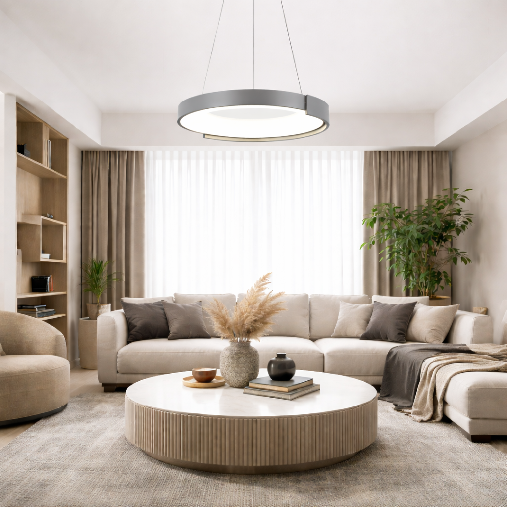 Підвісна люстра сіра D-50 cm Led Gray Round 260422-100007798