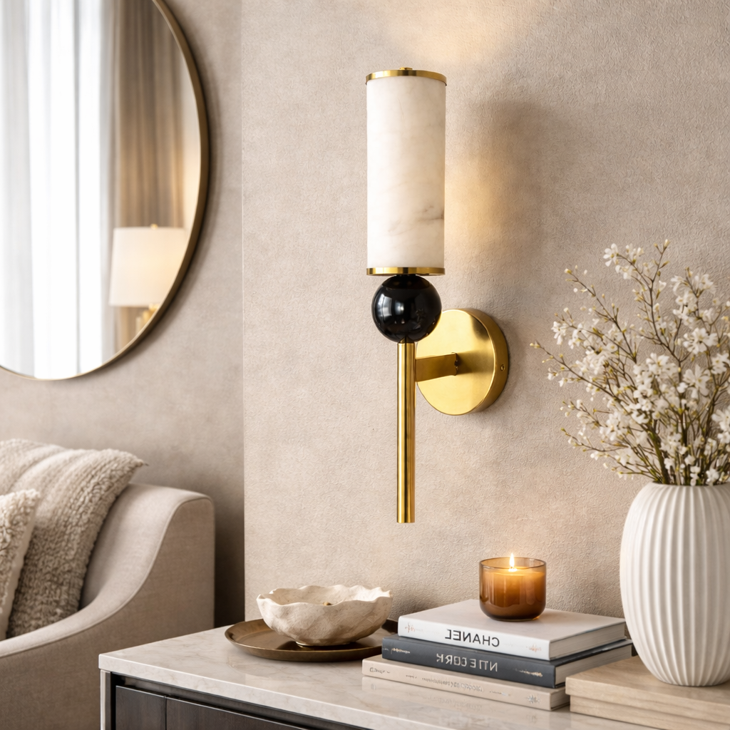 Настінний світильник з мармуру H-37 cm Led 6W 4000K Gold+Black Marble 260118-100007223