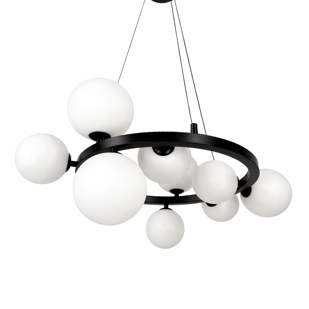 Підвісна люстра чорна D-60 cm G9*9 Black+White Bubbles 260118-100007248