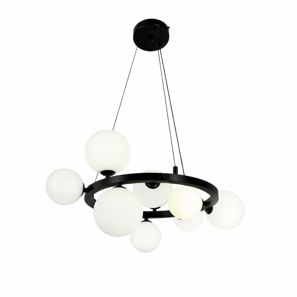 Підвісна люстра чорна D-60 cm G9*9 Black+White Bubbles 260118-100007248