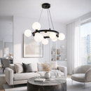 Підвісна люстра чорна D-60 cm G9*9 Black+White Bubbles 260118-100007248