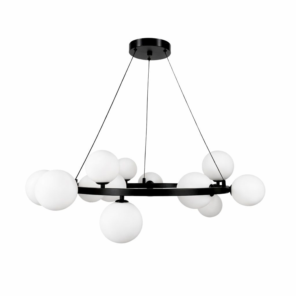 Підвісна люстра чорна D-75 cm G9*14 Black+White Bubbles 260118-100007249