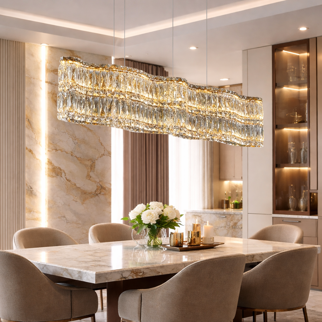 Підвісна люстра золота кришталева L-100 cm Led Gold Crystal 260322-100007607