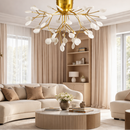 Люстри золоті підвісні з білими пелюстками D-85 cm / D-90 cm G4 Квітка Flower 260318-100007642