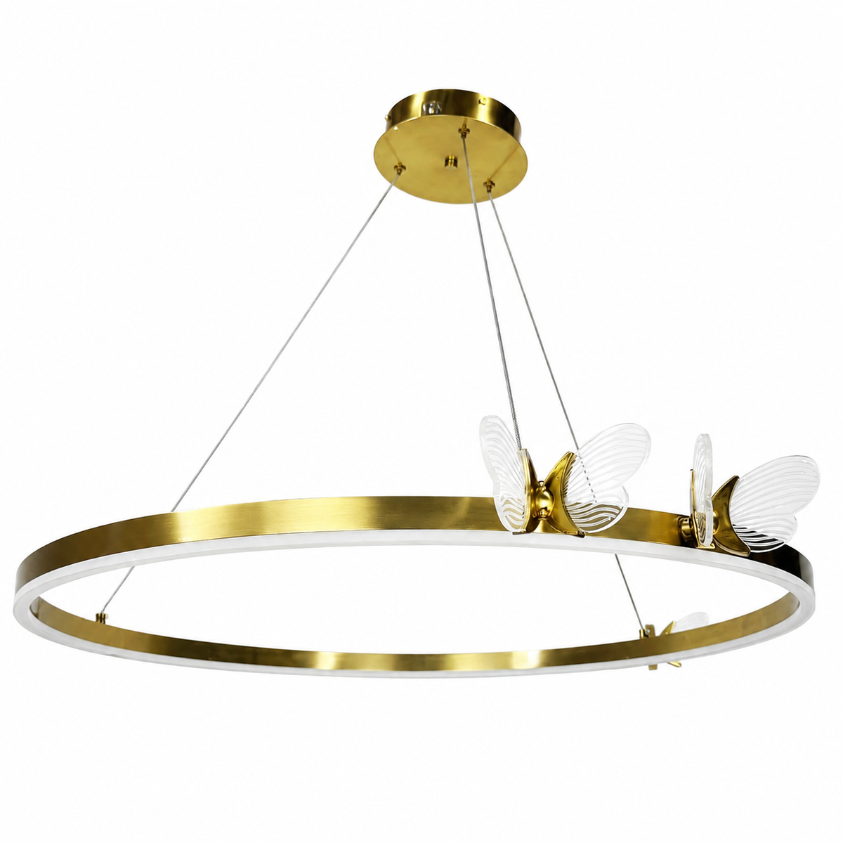 Люстри підвісні золоті у діаметрах D-60 cm / D-80 cm Led 3000К-6000K Метелики Gold Butterflies 260518-100008019