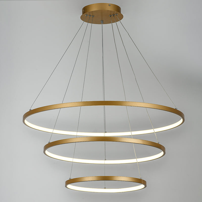 Підвісна люстра матова золота D-80 cm Led 95W 4000K Gold 3 Rings 251161-100006706